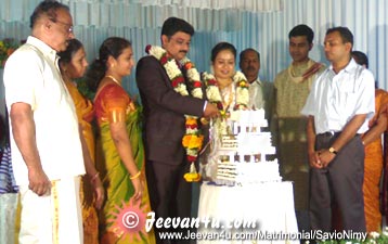 Savio Nimy Wedding Cake Cutting Photo